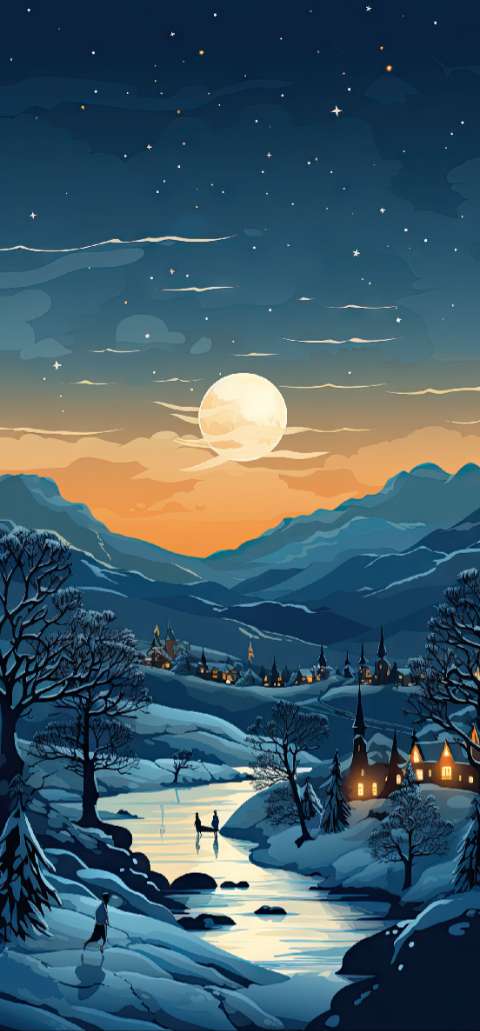 Preview for Winter-village-landscape-christmas-phone-template-b42b6