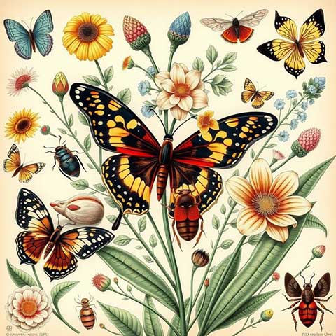 Preview for Butterflies-insects-flowers-illustration-aiold-template-0416e