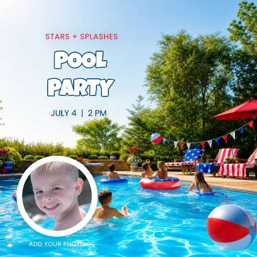 Preview for Fourth Of July Pool Party Photo Template