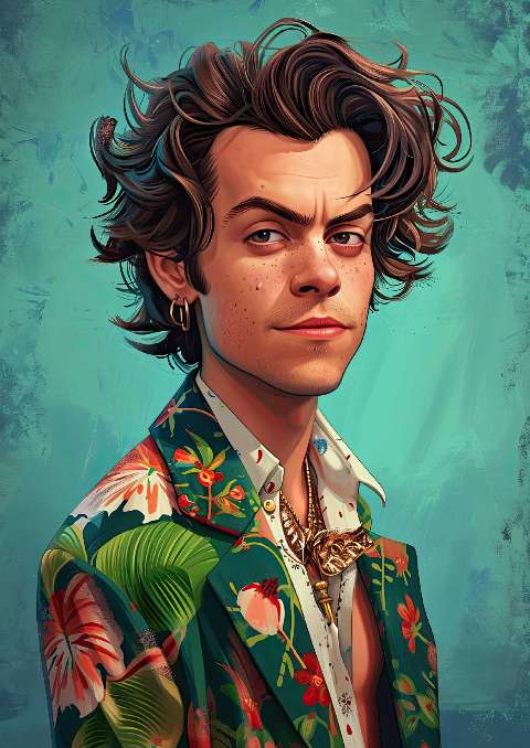 Preview for Harry-styles-tropical-portrait-celebrities-template-44374