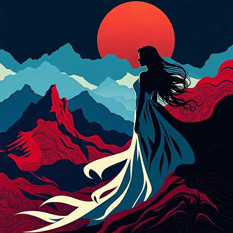 Preview for Woman-silhouette-red-sun-mountains-aifeatured-template-8c765