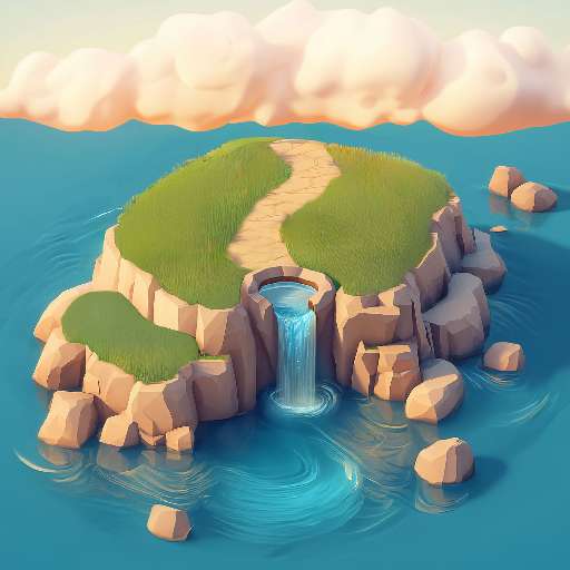Preview for Serene-island-oasis-3d-illustration-sunset-tiny-template-382cf