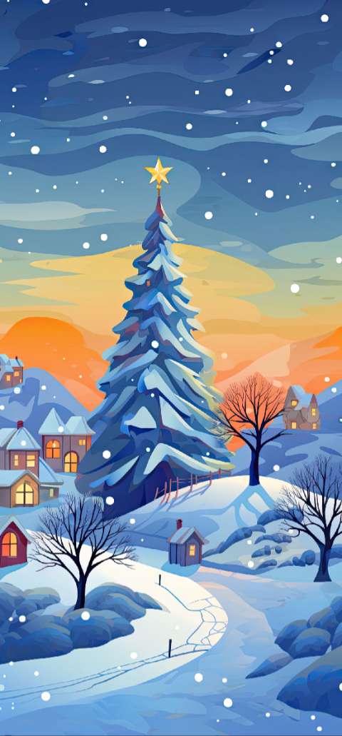 Preview for Winter-village-christmas-tree-christmas-phone-template-74c79