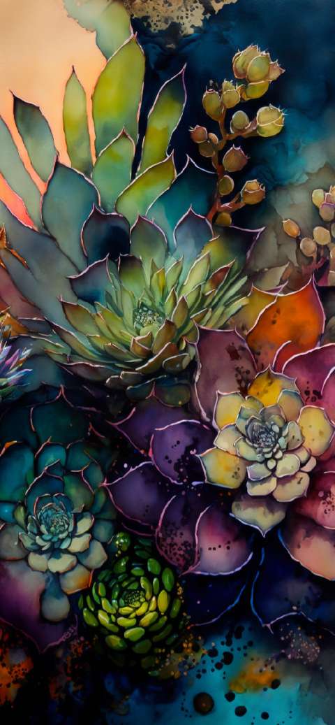 Preview for Succulent-art-painting-aiwallpaper-template-a474f
