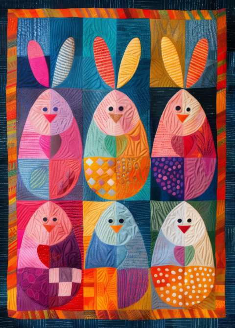 Preview for Vibrant Easter Bunny Quilt Template