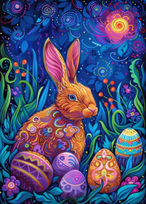 Preview for Vibrant Easter Bunny Art Template