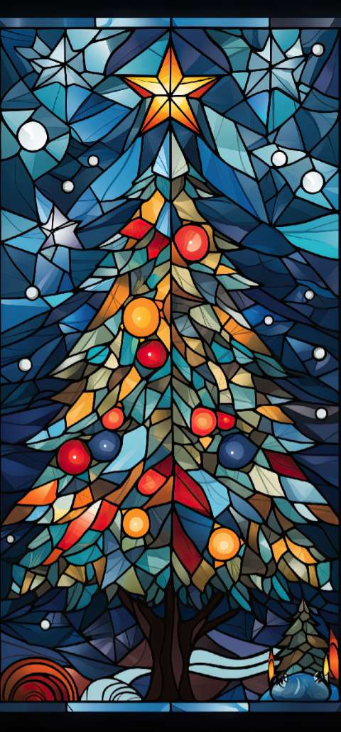Preview for Stained-glass-christmas-tree-art-christmas-phone-template-77baa