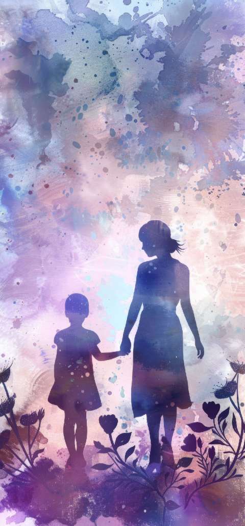 Preview for Mother And Child Silhouette Art Template