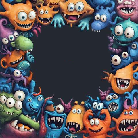 Preview for Cartoon-monsters-frame-monster-frame-template-21461