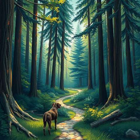 Preview for Serene-forest-path-with-dog-aiunique-template-589fc