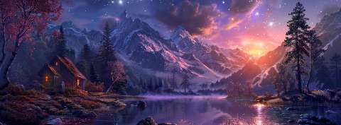 Preview for Serene Mountain Cabin At Dusk Template