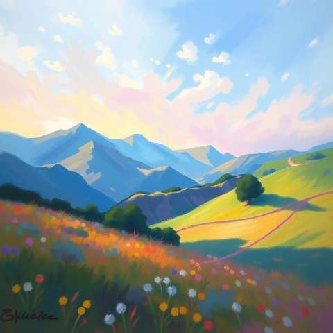 Preview for Serene-mountain-landscape-digital-painting-aiartstyle-template-65a69