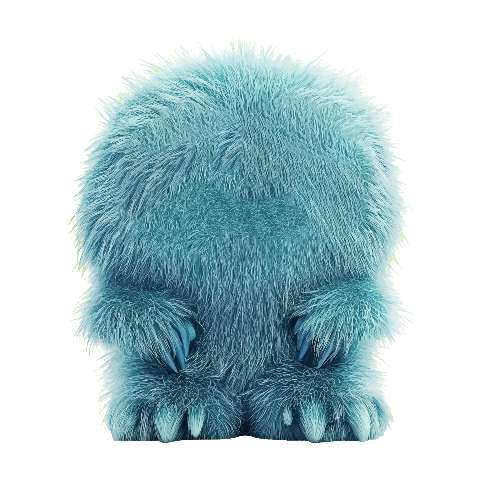 Preview for Blue-furry-creature-plush-toy-fuzzy-monster-template-00932