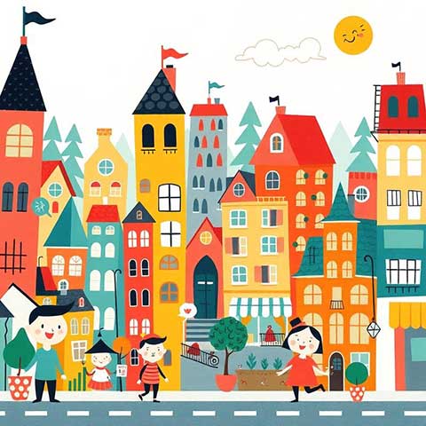 Preview for Cartoon-city-illustration-aicartoon-template-e206d