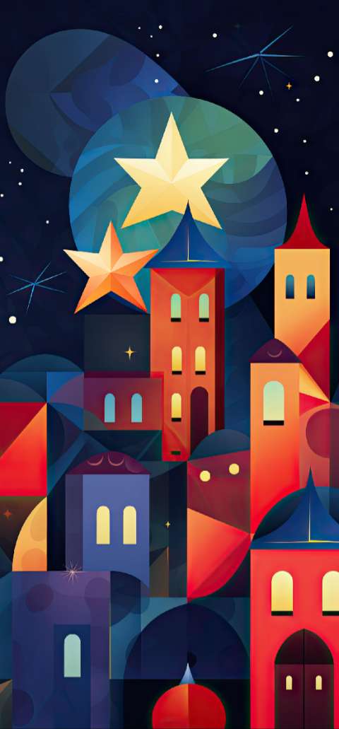 Preview for Vibrant-nighttime-cityscape-stars-christmas-phone-template-db2f9