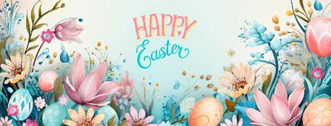 Preview for Happy-easter-floral-banner-easter-facebook-template-dfcdb