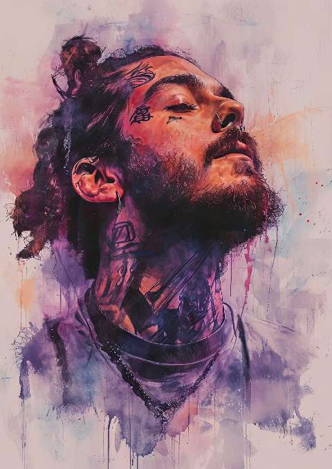 Preview for Xxxtentacion-watercolor-portrait-celebrities-template-98297