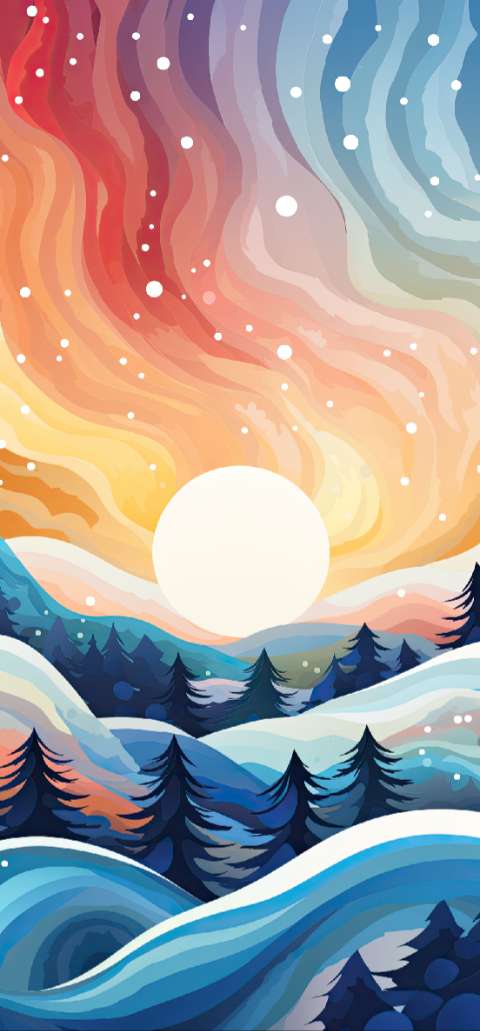 Preview for Vibrant-winter-landscape-illustration-christmas-phone-template-efde5