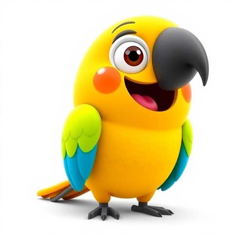 Preview for Cartoon-parrot-3d-illustration-aiemojianimals-template-467b3