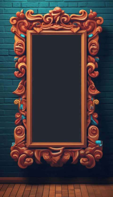 Preview for Ornate-picture-frame-teal-brick-wall-colorful-frame-template-2cee0