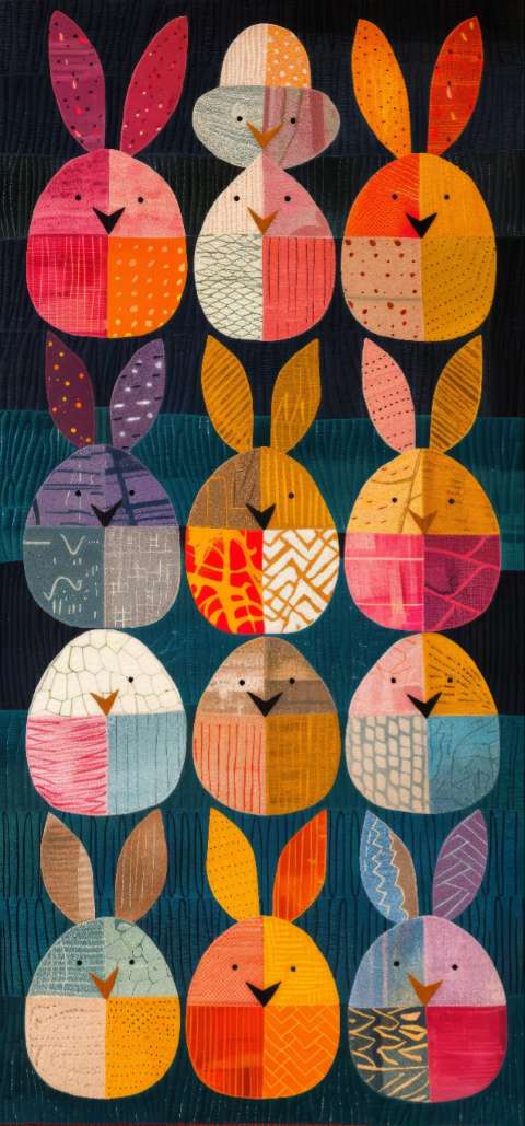 Preview for Easter Bunny Quilt Phone Wallpaper Template