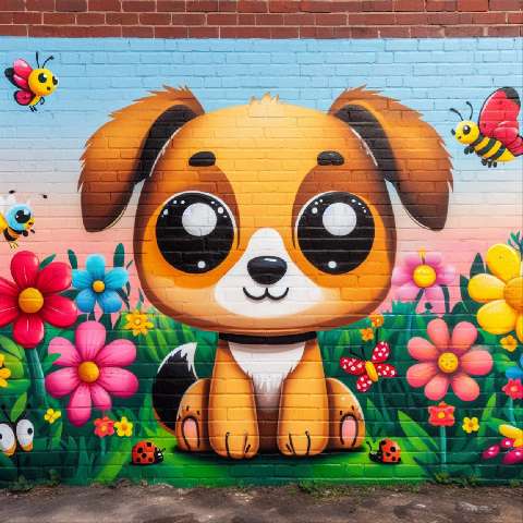 Preview for Cartoon Dog Mural Design Template