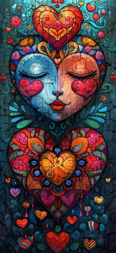 Preview for Heart-art-mosaic-love-phone-template-a6582