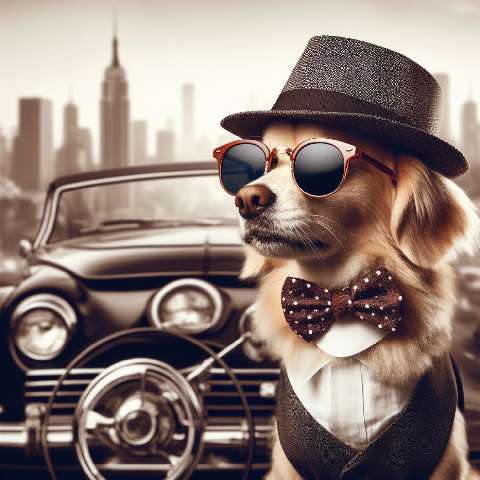 Preview for Dapper Dog In Vintage Car Template