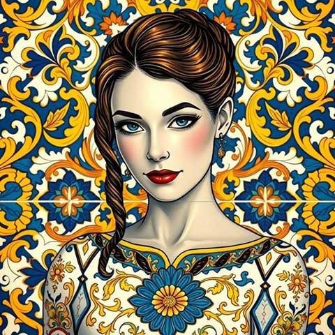 Preview for Floral-portrait-illustration-aiartstyle-template-92e82