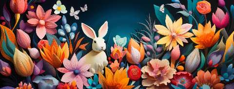 Preview for Easter-bunny-floral-scene-easter-facebook-template-0d6d4