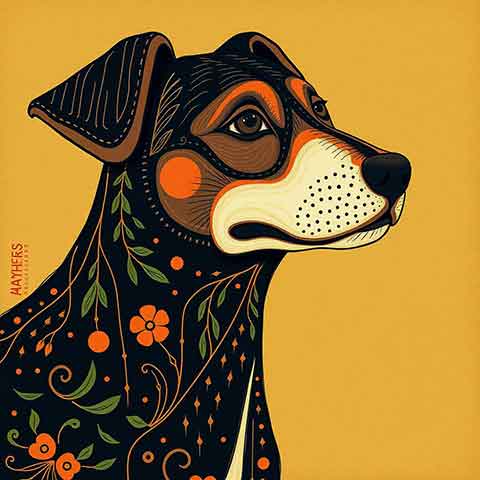 Preview for Floral Dog Illustration Design Template