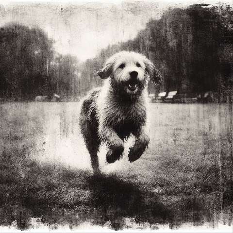 Preview for Vintage Dog Running In Park Template