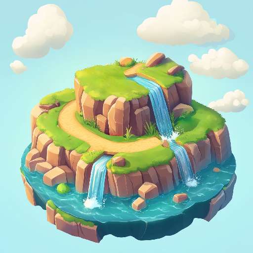 Preview for Floating-island-waterfalls-illustration-classic-tiny-template-1dc99