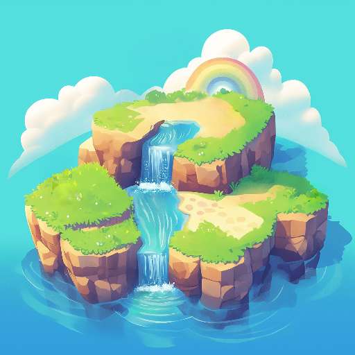 Preview for Floating-island-waterfall-rainbow-tropical-tiny-template-e1af7