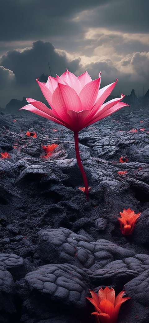 Preview for Lotus-in-volcanic-landscape-aiwallpaper-template-d18b3