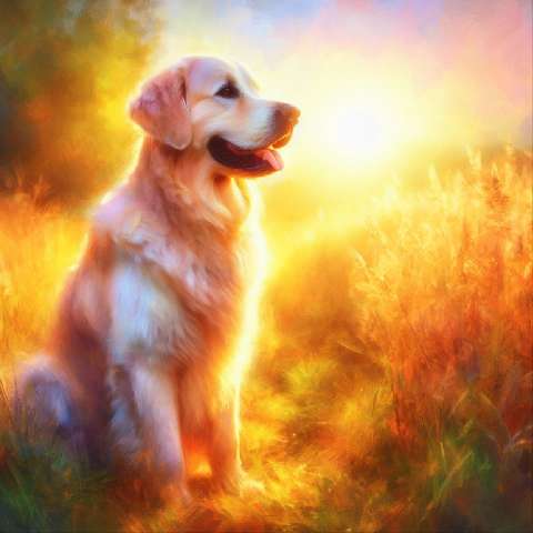 Preview for Golden Retriever In A Sunny Field Template