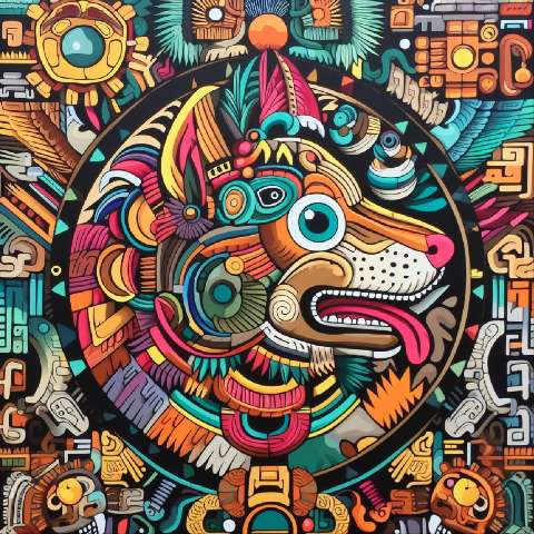 Preview for Vibrant Tribal Dog Art Template