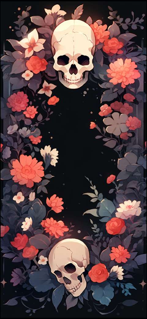 Preview for Skulls-floral-wreath-illustration-halloween-phone-template-7620d