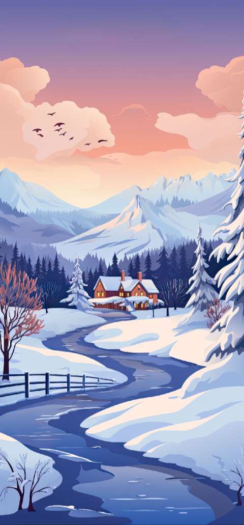 Preview for Serene-winter-landscape-illustration-christmas-phone-template-ff4c2