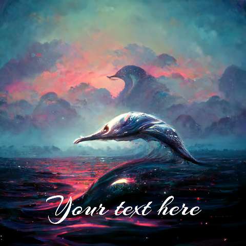 Preview for Dolphins-ocean-sunset-ai-image-template-df643