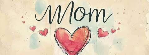 Watercolor-style Mother’s Day cover with the word Mom and pink hearts on a soft background.