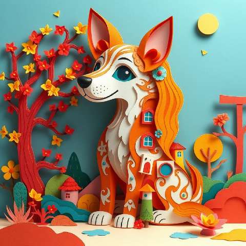 Preview for Whimsical-fox-paper-art-aiartstyle-template-6863f