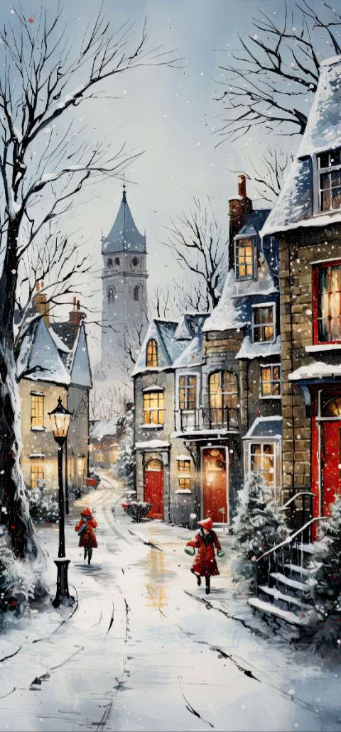 Preview for Winter-village-scene-christmas-phone-template-d93af