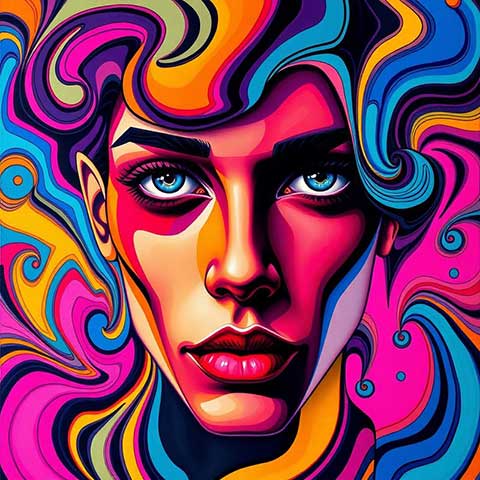 Preview for Psychedelic-portrait-art-aiartstyle-template-668d5