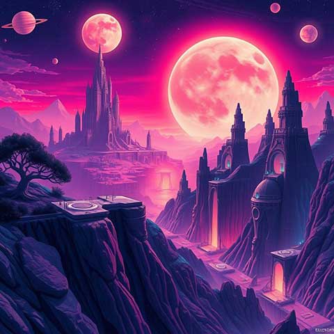 Preview for Futuristic-sci-fi-landscape-twin-moons-aiunique-template-80245