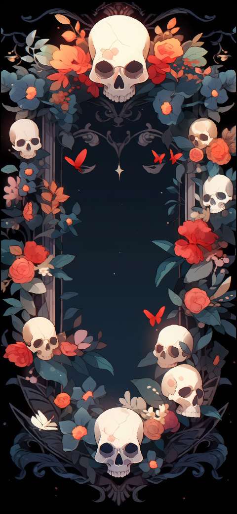 Preview for Floral-skull-frame-design-halloween-phone-template-6d326