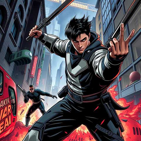 Preview for Urban-action-hero-illustration-aicartoon-template-b3429