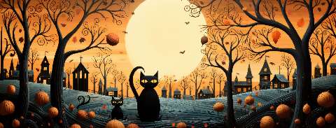 Preview for Halloween-night-scene-with-cats-halloween-social-template-7352a