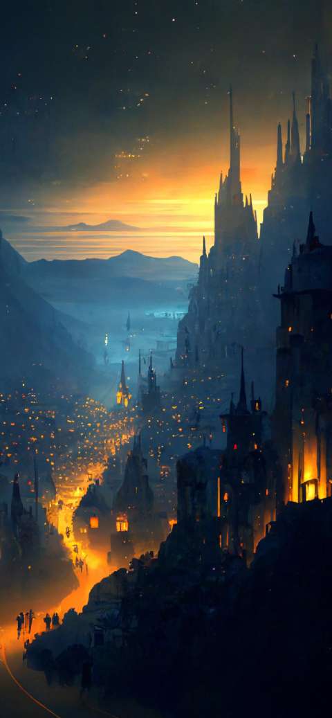 Preview for Fantasy-city-at-dusk-aiwallpaper-template-52d2e