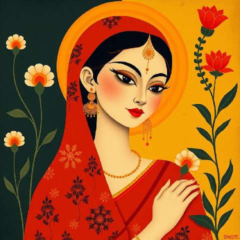 Preview for Traditional-indian-woman-illustration-aiartstyle-template-d9672